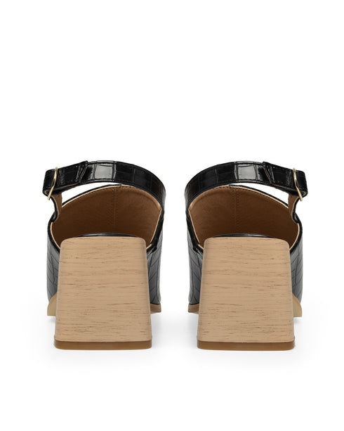 Sandalia Negra Slingback Tacón Ancho 2813916